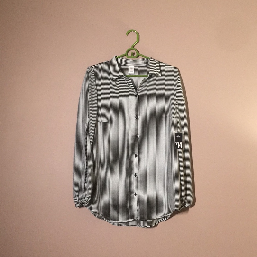 Black and White Striped Blouse with Arm Cut Outs